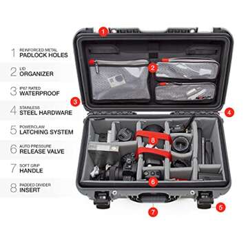 NANUK 935 Pro Photo Kit – Waterproof Travel Camera Hard Case with Padded Dividers and Wheels, 22” x 14” x 9” - Dustproof and Impact Resistant, Airline Carry-On Approved – Graphite