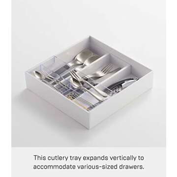 Yamazaki Home Tower Cutlery Drawer Organizer - Kitchen Silverware Utensil Storage Tray - Expandable ...
