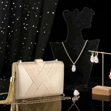 Elegant Quelay Evening Clutch Purse Jewelry Set