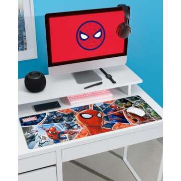 Spider Man Desk Mat, Officially Licensed Large Desk Pad for Keyboard and Mouse, Marvel Home Office and Gaming Desk Accessory, Non-Slip Wipe Clean| Paladone