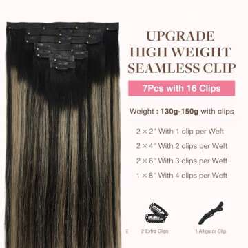 GOO GOO Clip in Hair Extensions Real Human Hair, Remy Human Hair Extensions Clip ins for Women, Natu...