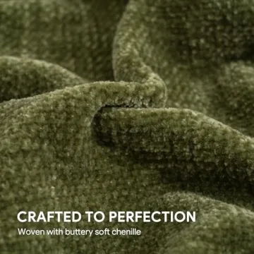 RECYCO Throw Blanket Soft Cozy Chenille Throw Blanket with Fringe Tassel for Couch Sofa Chair Bed Living Room Gift (Loden Green, 50'' x 60'')