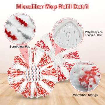 3 Pack Upgraded Deep Clean Refill Compatible with O Ceda EasyWring Spin Mop & Bucket System Microfiber Mop Heads Refill for Oceda Easywring 1 Tank Spin Mop System, 40% More Cleaning Power, Scrub Pad
