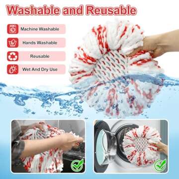 3 Pack Upgraded Deep Clean Refill Compatible with O Ceda EasyWring Spin Mop & Bucket System Microfiber Mop Heads Refill for Oceda Easywring 1 Tank Spin Mop System, 40% More Cleaning Power, Scrub Pad