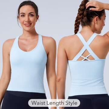 Evercute Workout Yoga Crop Tank Tops for Women 1/2/3 Pack Criss Cross Strappy Tops with Built in Bra...
