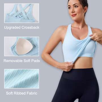 Evercute Workout Yoga Crop Tank Tops for Women 1/2/3 Pack Criss Cross Strappy Tops with Built in Bra Ribbed Seamless Tanks