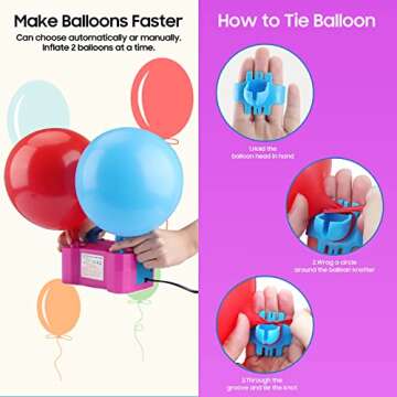 OWill Electric Balloon Pump,Portable Air Blower with Dual Nozzle Machine Inflator for Fast, (110V-120V 600W) Efficient and Easy Bulk Balloons Filling Different Occasions