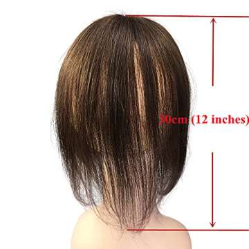 Invisible Human Hair Toppers For Women Clip In Toppers With 3D Air Bangs Fringe Straight 10x11cm Middle Part PU Scalp Wiglets Hairpieces Increase Hair Volume (30cm, Dark Brown)