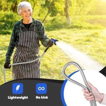 Durable 25 ft Stainless Steel Garden Hose with Nozzle