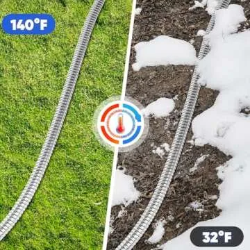 Durable 25 ft Stainless Steel Garden Hose with Nozzle