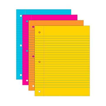Astrobrights® Filler Paper, 8" x 10 1/2", Wide Ruled, 20 Lb, FSC® Certified, Assorted Colors, Pack Of 100 Sheets