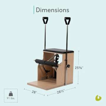 Balanced Body Pilates Combo Chair with Handles, Pilates Equipment for Home and Studio Use