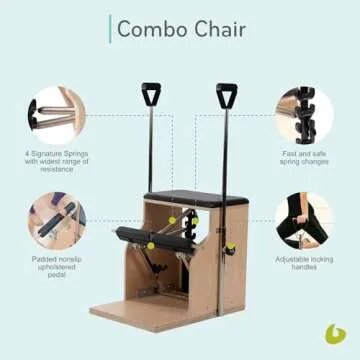Balanced Body Pilates Combo Chair with Handles, Pilates Equipment for Home and Studio Use