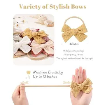 jollybows 12pcs Baby Girls Hair Bows Nylon Elastic Headband Hair Accessories for Infants Toddlers Ne...