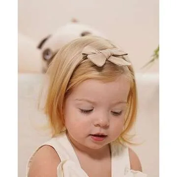 jollybows 12pcs Baby Girls Hair Bows Nylon Elastic Headband Hair Accessories for Infants Toddlers Newborn