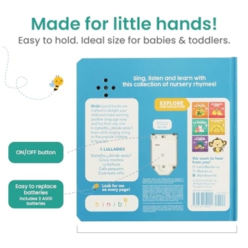 Bilingual Spanish Musical Book for Toddlers 1-3