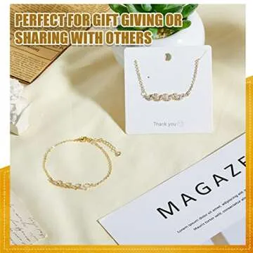6 Pcs Bridesmaid Gifts, Dainty Bracelets, Tiny Zirconia Leaf, Adjustable Bridal Bracelet Jewelry(Gold)