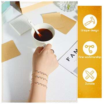 6 Pcs Bridesmaid Gifts, Dainty Bracelets, Tiny Zirconia Leaf, Adjustable Bridal Bracelet Jewelry(Gold)