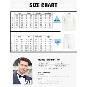 COOFANDY Men's 2 Pieces Beach Outfit Summer Cotton Linen Henley Shirt and Short Sleepwear Set