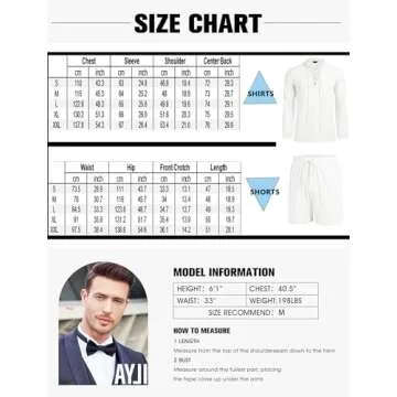 COOFANDY Men's 2 Pieces Beach Outfit Summer Cotton Linen Henley Shirt and Short Sleepwear Set