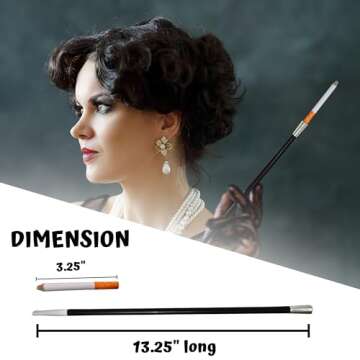 4E's Novelty 2 Long Cigarette Holders & 2 Fake Puff Cigarettes with Smoke for Halloween Accessories for Women Costumes Gatsby Roaring 1920s Flapper Costume Photo Prop