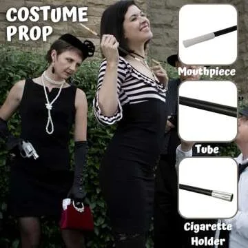 4E's Novelty 2 Long Cigarette Holders & 2 Fake Puff Cigarettes with Smoke for Halloween Accessories for Women Costumes Gatsby Roaring 1920s Flapper Costume Photo Prop