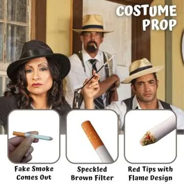 4E's Novelty 2 Long Cigarette Holders & 2 Fake Puff Cigarettes with Smoke for Halloween Accessories for Women Costumes Gatsby Roaring 1920s Flapper Costume Photo Prop