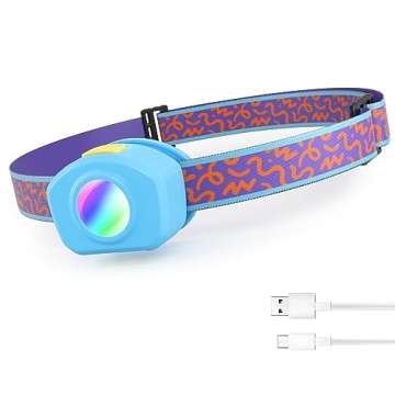 EverBrite LED Headlamp Rechargeable Kids Headlamp with RGB Mode and Adjustable Headband, 3 Modes Mul...