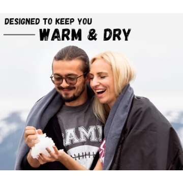 SUITEDNOMAD Large Waterproof Outdoor Stadium Blanket, Windproof and Warm Double Sided Fleece Throw, ...