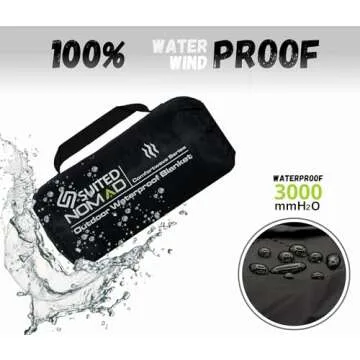 SUITEDNOMAD Large Waterproof Outdoor Stadium Blanket, Windproof and Warm Double Sided Fleece Throw, Great for Cold Weather Camping,Picnic,Sports,Festivals,Dogs