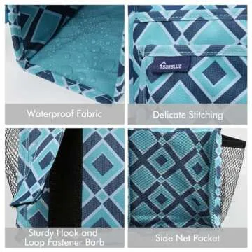 Surblue Bedside Caddy Hanging Bed Organizer Storage Bag Pocket for Bunk and Hospital Beds, College Dorm Rooms Baby Bed Rails, Camp 8 Pockets, (Large, Blue Plaid)