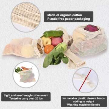 Reusable Cotton Produce Bags - Eco-Friendly Storage Solution