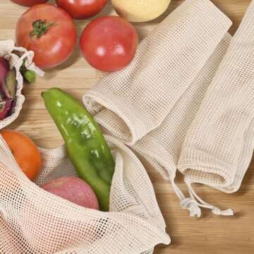 Reusable Cotton Produce Bags - Eco-Friendly Storage Solution