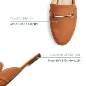 MUSSHOE Mules for Women Flats Comfortable Slip on Women Mules Backless Loafers,Tan Suede 9