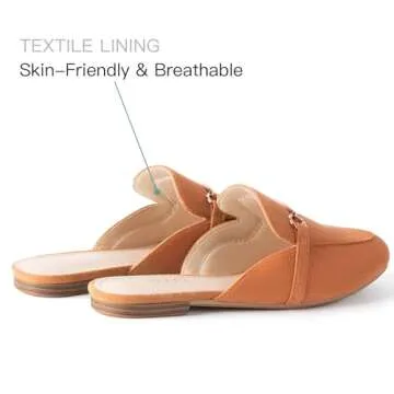 MUSSHOE Mules for Women Flats Comfortable Slip on Women Mules Backless Loafers,Tan Suede 9
