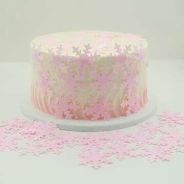 Gyufise 50Pcs Edible Snowflake Cupcake Toppers for Winter