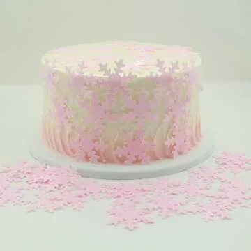 Gyufise 50Pcs Edible Snowflake Cupcake Toppers for Winter