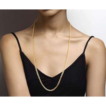 Miabella Solid 18K Gold Over 925 Sterling Silver Italian 5mm Diamond-Cut Cuban Link Curb Chain Necklace for Women Men, Made in Italy (30 Inches)