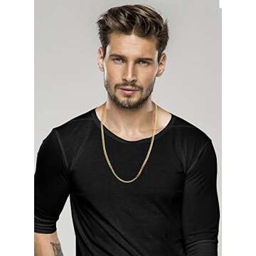 Miabella Solid 18K Gold Over 925 Sterling Silver Italian 5mm Diamond-Cut Cuban Link Curb Chain Necklace for Women Men, Made in Italy (30 Inches)