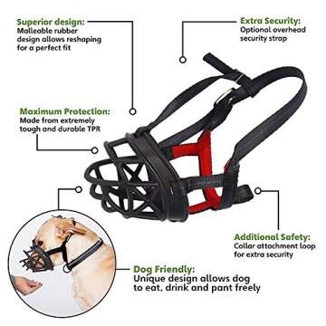 Mayerzon Dog Muzzle - Basket Breathable Silicone for Safe Training