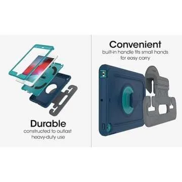 OtterBox Made for Kids Case for iPad 7th, 8th & 9th Gen (10.2" Display - 2019, 2020 & 2021 Version) with Kickstand & Car Headrest Mount Holder - Galaxy Runner