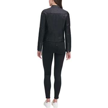 Levi's Women's Faux Leather Motocross Racer Jacket (Standard and Plus), Black, Large