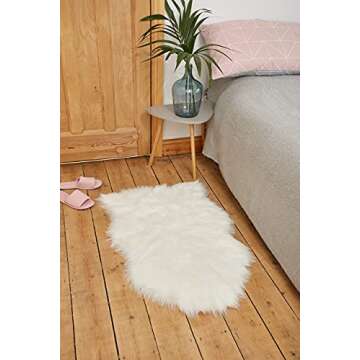 Faux Fur Fluffy Sheepskin Rug for Home Decor - Couch/Chair Covers Furry Area Rug for Living Room/Bedroom Decor - White (2x3 Feet)