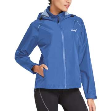 BALEAF Women's Running Rain Jacket - Waterproof Hooded Windbreaker