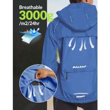 BALEAF Women's Waterproof Rain Jacket Packable Cycling Jacket