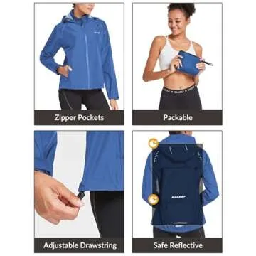 BALEAF Women's Waterproof Rain Jacket Packable Cycling Jacket