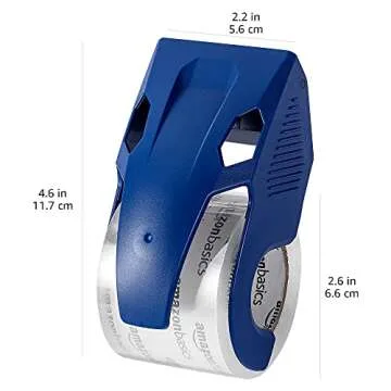 Amazon Basics Heavy Duty Packaging Tape with Dispenser for Shipping, Clear, Packing and Moving Supplies, 1.88" x 22.2 yds, 4.6 x 2.2 x 2.6 inches, 6 Count (Pack of 1) with Dispensers