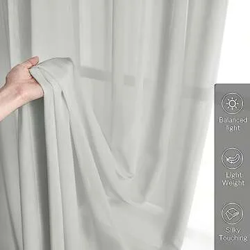 Melodieux Silver Gray Chiffon Sheer Curtains Rod Pocket Soft Silky Texture Sheer Window Panels Light...
