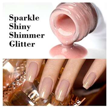 RARJSM Nude Gel Polish Jelly Gray Pink Gold Glitter Neutral Color Skin Tone Shimmer Pigment Gel Nail Polish 15ml Single Bottle Sparkle Pink Natural Soak off UV LED Cured for Home Salon DIY Nail Art