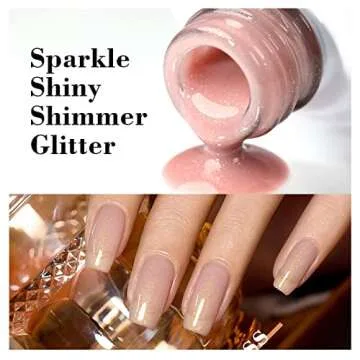 RARJSM Nude Gel Polish Jelly Gray Pink Gold Glitter Neutral Color Skin Tone Shimmer Pigment Gel Nail Polish 15ml Single Bottle Sparkle Pink Natural Soak off UV LED Cured for Home Salon DIY Nail Art